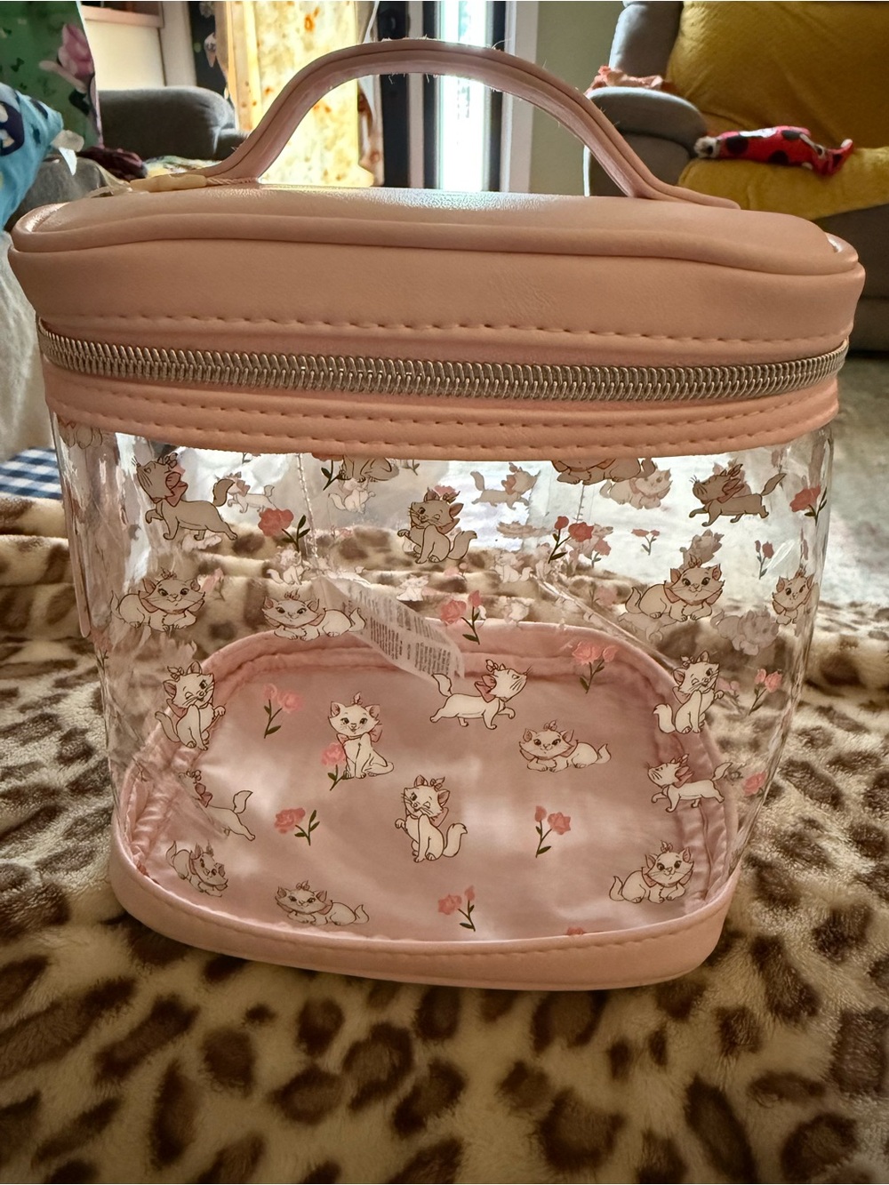 Clear Pink Vinyl Cosmetic Case with Marie